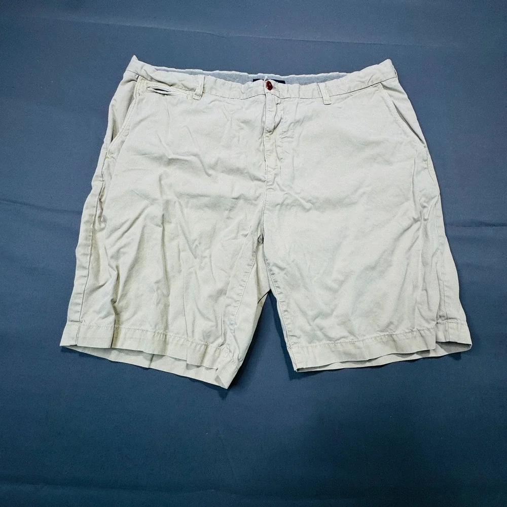 Tommy Hilfiger Mens Khaki Chino Shorts Size 38 Tan Flat Front Cotton Classic